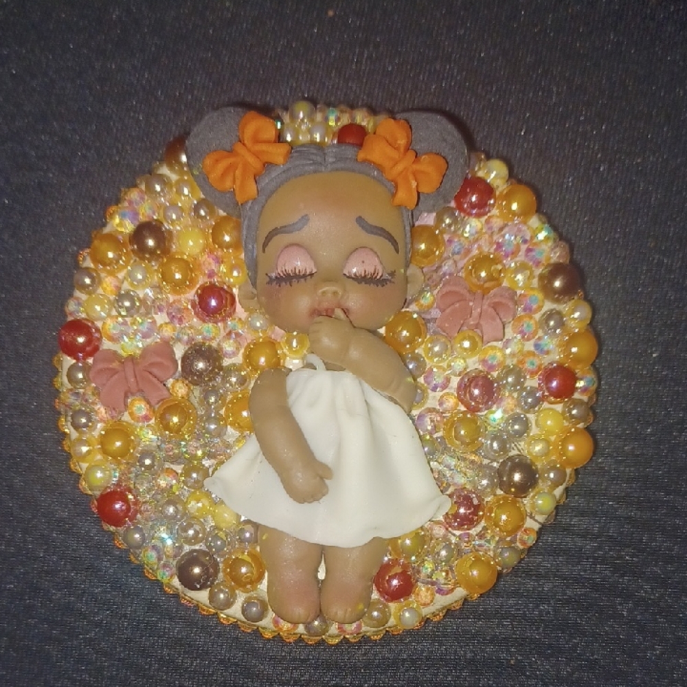 Handcrafted Mirror with Beaded Background